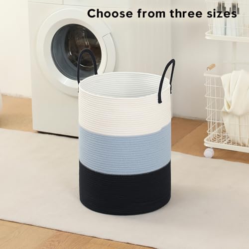 Laundry Basket Hamper Tall Rope Storage Woven for Blanket toys Dirty Clothes in Living Room Bathroom Bedroom (Gradient Blue, 100L/26.4Gal) - color: Gradient Blue, size: 100L/26.4Gal