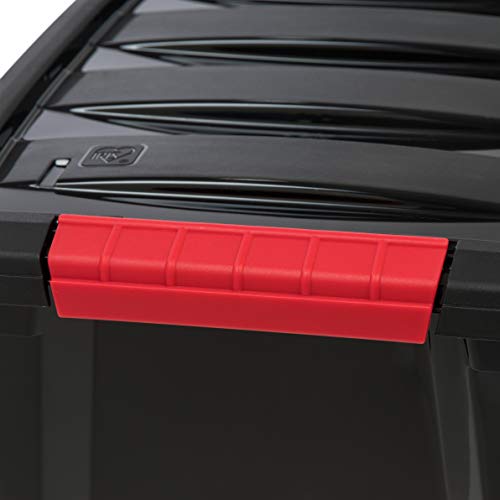 IRIS USA 13 QT Plastic Storage Box with Lid and Latches - 6 Pack - BPA-Free, Garage Organizing Solution, Durable Nestable Stackable Containers, Secure Pull Handle - Black - size: 13 Qt, style: 6 Pack