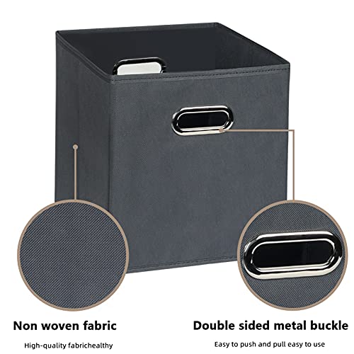 Fabric Cloth Storage Bins,Fabric Cube Organizer with Dual Handles Foldable Cube Storage Baskets for Home Bedroom Storage,Set of 6, Gray - color: Gray, size: 6 Pack