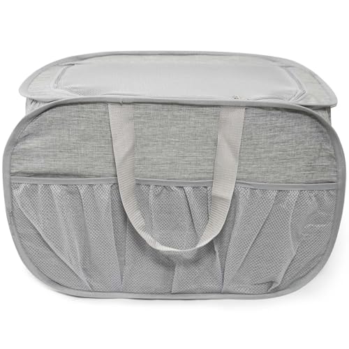 Collapsible Laundry Baskets, Tear Proof Pop Up Laundry Hamper with Lid, Dual Handles Durable Foldable Laundry Basket, Easy to Carry Laundry Hamper for Home, Laundry Room, Bedroom, Dorm, Travel Grey - style: Grey with Lid