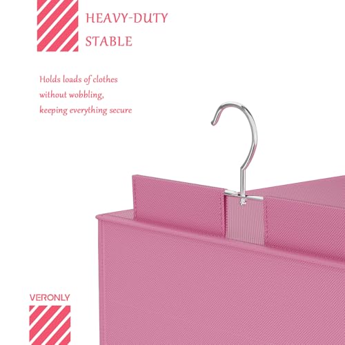 VERONLY Hanging Closet Organizer and Storage with Bamboo Support, 6-Shelf Closet Hanging Storage Shelves, Closet Organizers Easy Mount Foldable for Bedroom (Pink) - color: Pink01