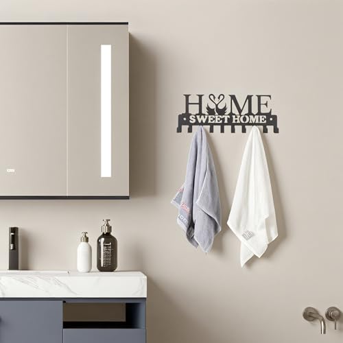 Key Holder Wall Mounted with Screws and Anchors, Black Multifunctional Key Hanger with 10 Hooks, Entryway Front Door Kitchen Hallway Garage Office - color: Home-2 Black