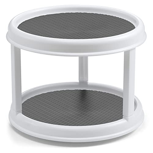 2 Tier 10" Turntable Lazy Susan Spice Organizer - Rotating Seasoning Rack for Pantry Cabinet Kitchen Countertop, Table Top Organizing - Multiuse Two Tier Rotating Organization Rack Spinner - size: 10inch - 1 Pack