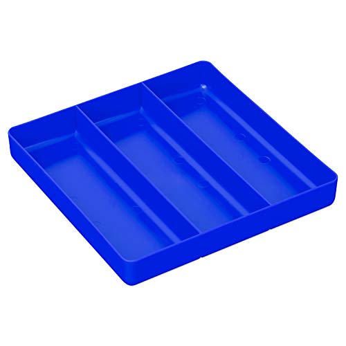Ernst Manufacturing Toolchest Tray: Stackable Garage Organizer Tray in Blue with 3 Compartments - For Trades, Mechanics, Electricians, Plumbers, Household Use, Hobbies - Heavy Duty - Made in the USA - color: Blue, size: 10.5" x 10.5" x 1.5"
