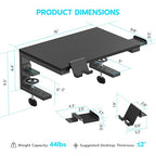 ARES WING Desk Shelf Extender, 15 inches 3 in 1 Clamp on Desk Shelf with Phone & Headset Holders, Heavy Duty Desktop Organizer for Gaming and Office Accessories, Black - size: 15“, style: with hooks
