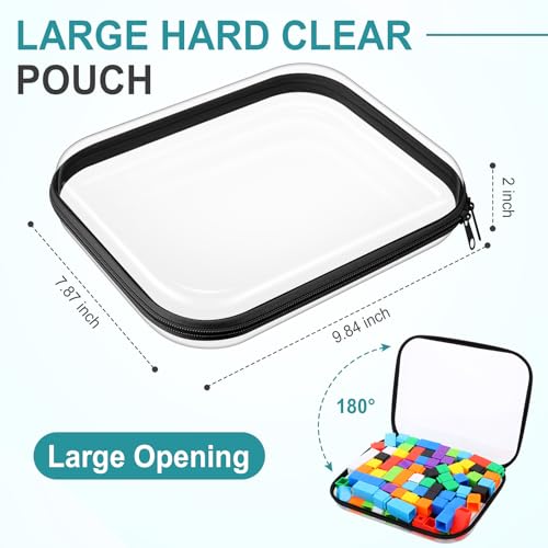 Sanwuta 6 Pcs Clear Hard Zipper Case Plastic Zipper Pouches Transparent Makeup Bag Pencil Case Pouches Toiletry Diaper Bag for Travel Toy Storage Organizer Bins(Black,9.84 x 7.87 x 2 Inch) - color: Black, size: 9.84 x 7.87 x 2 Inch