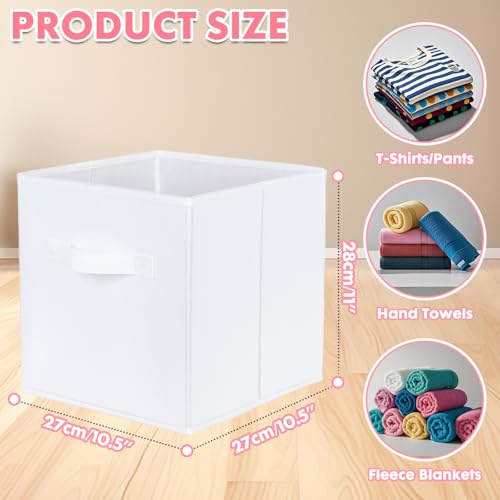 PowerKing Collapsible Storage Cubes with Handles, Fabric Foldable Bins for Closet Shelves, Durable Organization Storage Bins, 10.5'' x 11'' x 10.5'' (2Pack, White) - color: White, size: 2Pack