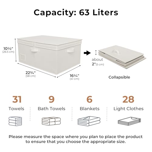 GRANNY SAYS Fabric Storage Bins with Lids, Decorative Storage Boxes, Closet Basket for Shelves, Extra Large Storage Bins for Clothes, Toy Storage Chest, Ivory, 2-Pack - color: Ivory, size: Extra Large - 2 Pack