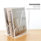 3 Vertical Compartments File Holder, Clear Acrylic Desk Organizer and Storage Bins Holding for Magazines, Binders, Notebooks, Envelopes, Multi-purpose Document Organizer for Home Office - size: A4, 3 Sections