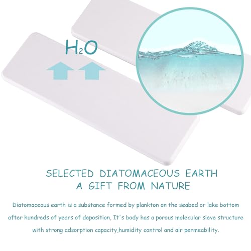 NiuYichee 2 Pcs Water Absorbing Stone Trays, Kitchen/Bathroom Sink Soap Dish, Diatomite Tray Used for Hand Soap & Cosmetic Bottles in The Modern Home, 3.15" W x 10.2" L, White - color: White, size: 10.2" x 3.15"