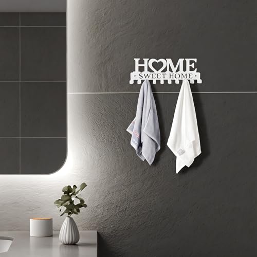 Key Holder Wall Mounted with Screws and Anchors, White Multifunctional Key Hanger with 10 Hooks, Entryway Front Door Kitchen Hallway Garage Office - color: Home-1 White