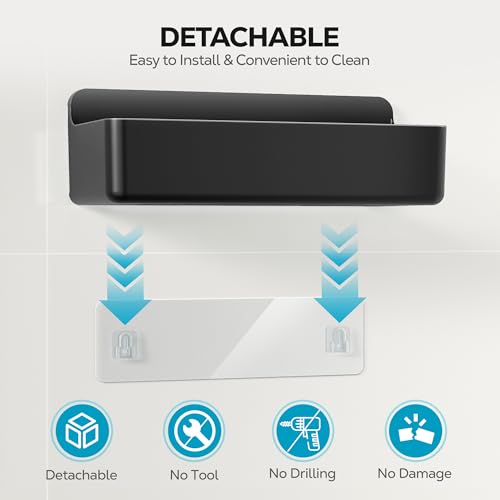 Nieifi Adhesive Wall Shelf, Shower Shelves, Shower Organizer for Bathroom Organization (Black, 2 pieces) - color: Black, size: 2 pieces