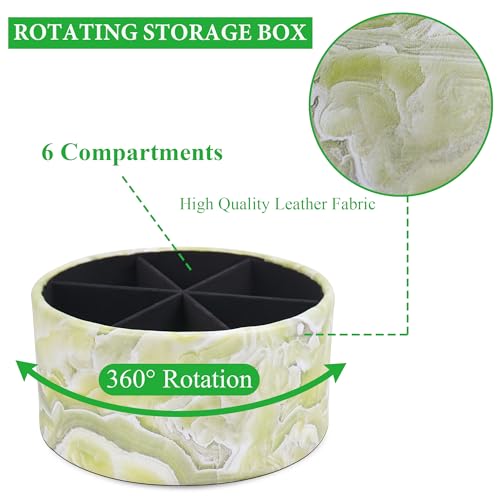 Remote Control Holder, 360°Spinning PU Leather Desk TV Remote Caddy,Desk Storage Box Room Accessories for Controller, Media,Mail,Calculator, Mobile Phone,Pencil(1-Big Marble Jade) - color: 1-Big Marble Jade