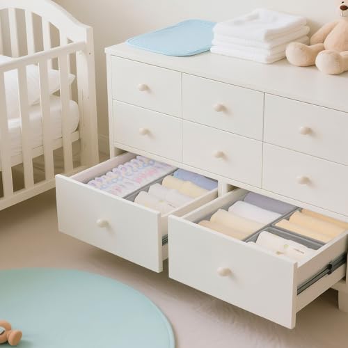Criusia Drawer Organizer Clothes, 24 Pack Dresser Organizer for Baby Clothes, Underwear, Sock- Foldable Closet Organization and Storage Dividers Bins for Nursery, Bedroom and Dorm (Grey) - color: Grey, size: 24PACK