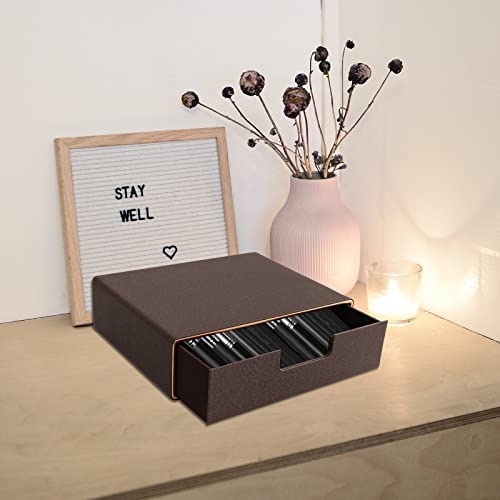 PU Leather Stackable Organizer Drawer, Executive Office Supplies Desktop Filing A4 File Cabinet/Holder for Jewelry/Bill/Paper/Documents/Makeup Home Decor Stationery Storage Box, Coffee - color: Coffee