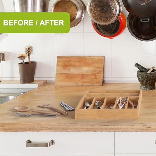 Unibambou Bamboo Utensil Drawer Organizer, Silverware Tray Organizer, Kitchen Drawer Organizer for Flatware Cutlery, Silverware Tray for Drawer (Natural, Large 16.5x12.3 Inch) - color: Natural, size: Large 12.5x16.5 Inch
