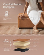 VASAGLE EKHO Collection - Storage Ottoman Bench, Entryway Bedroom Bench, 25 Gallons, Synthetic Leather with Stitching, Mid-Century Modern, Safety Hinges, Loads 660 lb, Caramel Brown ULOM075K01 - color: Caramel Brown, style: 25-Gallon Storage Bench