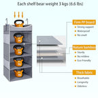 4-Shelf Hanging Closet Organizer and Storage with 4 Side Pockets, Collapsible Closet Hanging Shelves for Storage, Grey - size: 4-shelf