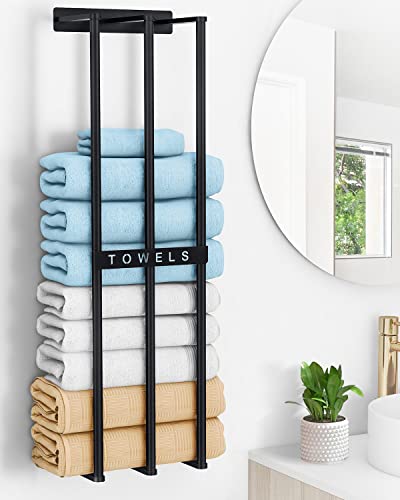 Towel Racks for Bathroom, 30 Inch Towel Rack for Rolled Towels, Wall Mounted Towel Rack for Small Bathroom, Modern Bath Towel Holder for Space Saving, Black - color: Black