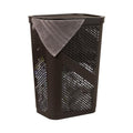 Mind Reader Slim Laundry Hamper with Lid, 60L Clothes Basket, Ventilated Plastic, Brown - color: Brown, size: Single