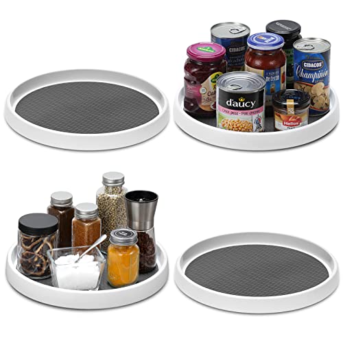 Set of 4, 10 Inch Non-Skid Lazy Susan Organizers - Turntable Rack for Cabinet, Pantry Organization and Storage, Kitchen, Fridge, Bathroom Makeup Vanity Countertop, Under Sink Organizing, Spice Rack - size: 4 Pack