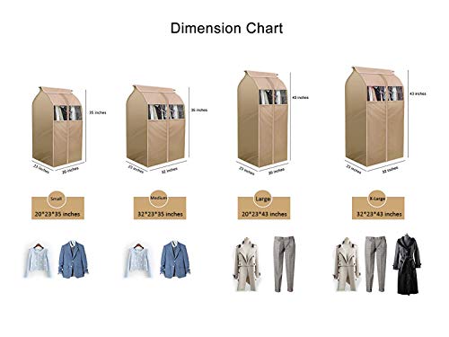Garment Storage Bag Hanging Clothes Dustproof Cover With Clear Window In Wardrobe/Moisture, Dust Resistant Protector Cover With Zipper (Not Including Frame) - size: Large