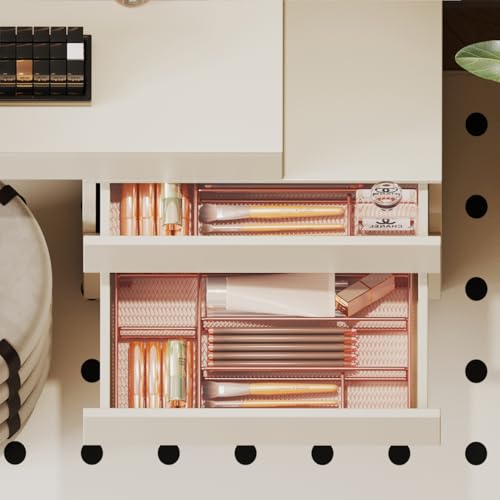 Desk Drawer Organizer Tray, Mesh Desk Organizer, Office Drawer Organizer, Desk Accessories & Workspace Organizers, Suitable for Tools, Pencils, Office Supplies Storage (Rose Gold) - color: Rose Gold