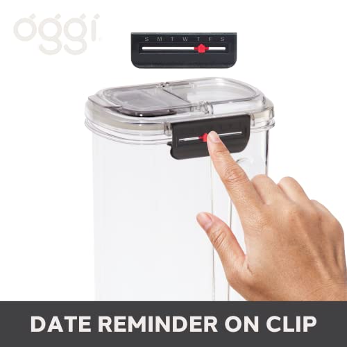 Oggi Easi Grip 57oz Moisture Proof Storage Container, Ultra Clear BPA-Free Sealable Canister, Flip Open Pouring Lid, Date Reminder Slider on Clip, Ideal Cereal Dispenser (57oz / 1.7lt) - size: 57 fl oz
