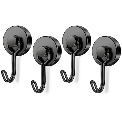 FINDMAG 60LB+ Swivel Swing Magnetic Hooks, 4 Pack Heavy Duty Neodymium Magnet Hooks, Strong Magnetic Hooks for Indoor and Outdoor Hanging - color: Black, size: 4Pack 60Lbs+