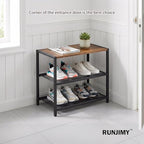 3-Tier Wooden Shoe Rack with Metal Mesh Shelves - for Entryway, Closet, Hallway & Bedroom Holds 6 Pairs, Ideal for Storage or Display - size: 17"D x 10.24"W x 15.75"H