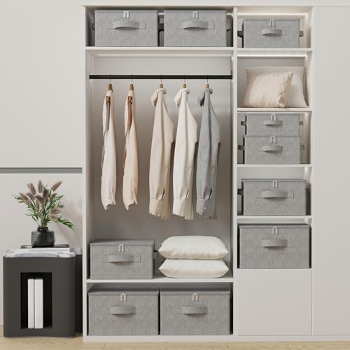 Blanket Bags with Lid, Foldable Underbed Storage Bins, Home Basket Container for Organizing Clothes, Shoes, Pillows, 14.9x10.2x5.9Inches, Grey, 2 Pack - color: Grey, size: 14.9x10.2x5.9 in(2 Pack)