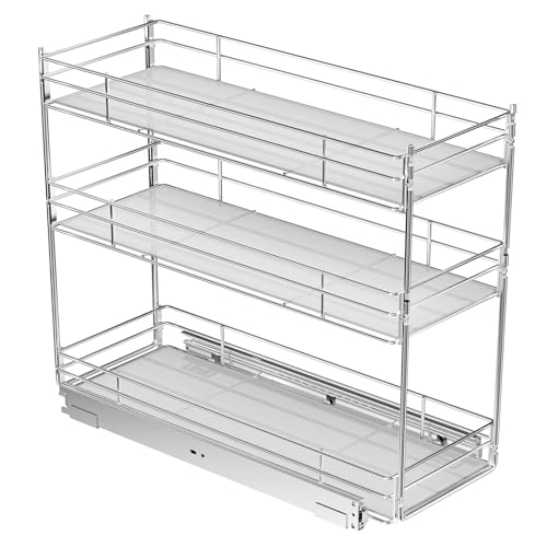 ROOMTEC Pull Out Spice Rack for Narrow Cabinet (6" W X 20½" D),3 Tier Heavy Duty Sliding Spice Cabinet Organization Shelf Racks, Pull Out Shelves Under Cabinet Storage for Kitchen - size: 6" W x 20½" D, 3 Tier, Heavy Duty