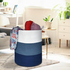 COMSE Extra Large Blanket Basket, Tall Woven Storage Basket, Nursery Hamper, 15.7”x 21.7”, Cotton Rope Laundry Hamper for Toys Clothes Towels, White/Cadet Blue/Navy Blue - color: White & Cadet Blue & Navy Blue
