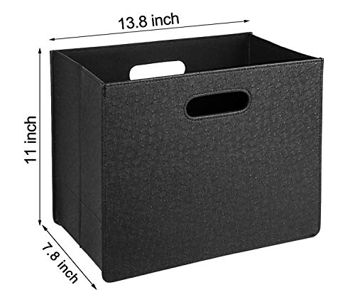 HofferRuffer Magazine Basket Holder, Foldable Magazine Rack, Document File Holder Organizer, File Folder, Newspaper Storage Bin Organizer for Home or Office(Black) - color: Black