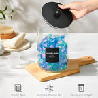 Glass Laundry Pods Container & Acrylic Dryer Sheet Holder with Balck Bamboo Knobs Lids, Scoops & Labels | Premium Laundry Room Organization and Storage for Detergent Pods, Powder, Dryer Balls & Beads - color: Black Cap with handle