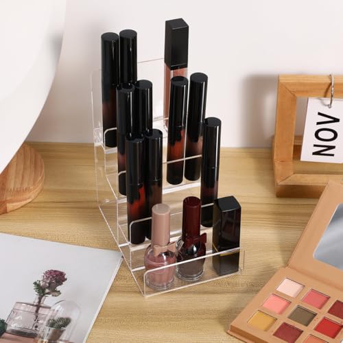 Cabilock 4-Tier Clear Acrylic Display Riser, Sturdy Tiered Organizer for Perfume Makeup Jewelry, Desktop/Retail Counter Display Stand for Home & Vendor - size: 4 Tier Clear