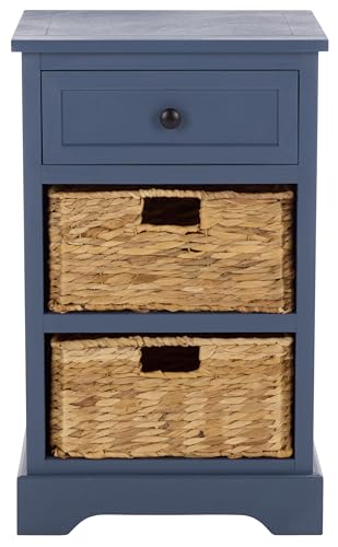 SAFAVIEH Home Collection – Carrie Blue 3-Drawer Storage Side Table, Mixed-Material Cottage Design, Fully Assembled (AMH5700K) - color: Blue