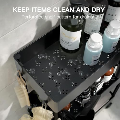 Pipishell Slim Storage Cart with Wheels - 3 Tier Bathroom Organizers and Storage Cart - Rolling Carts for Bathroom, Kitchen, Narrow Space, Laundry Room,Black - color: Black, size: 3-Tier