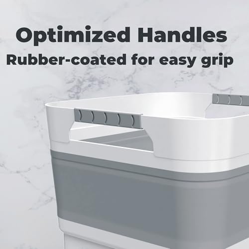 GIMWA 2.6 Gal(10L) Collapsible Wash Basin for Baby Bottles, Gray Space-Saving Collapsible Dish Basin with Drain Plug for bottle washing, Collapsible Bucket for RV Kitchen Essentials - color: Gray