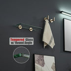 JQK Bathroom Glass Shelf, Tempered Glass Shower Storage 12 by 5 inches, 304 Stainless Steel Champagne Bronze Wall Mount, TGS101L12-CB - color: Champagne Bronze, size: 12 Inch (1 Pack)