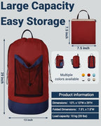 Laundry Bag with Shoulder Straps and Mesh Pocket Laundry Backpack Large Portable Laundry Hamper for College Laundromat Apartment - color: Red & Blue