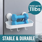 TAILI Shower Caddy with 4 Hooks Suction Cup Shower Shelf Hanging Bathroom Rack Removable & Reusable No Drilling Plastic Wall Mounted Bath Shelves Storage White - style: Modern