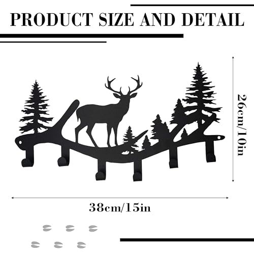 Deer Antler Key Holder Wall Mount – Rustic Key Rack for Wall with Hooks, Laser-Cut Black Deer Decor Key Hanger, Wall-Mounted Key Hook & Storage Hooks for Entryway, Antler Coat Rack - color: Deer Antler