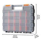 CASOMAN Double Side Tool Organizer, with Impact Resistant Polymer and Customizable Removable Plastic Dividers, Hardware Box Storage, Excellent for Screws,Nuts,Small Parts, Black/Orange. 2-Pieces Pack - size: 2 Piece Set, Black/Orange