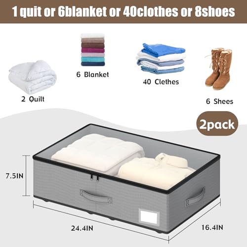 EE-RoomWorld Under Bed Storage with Wheels, No Assemble Required 7.5 inches height Under Bed Storage bins,Large capacity Rolling Underbed Shoe Storage containers，dorm underbed storage drawers - color: Grey, size: 7.5 inch height