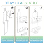 Kadolina White Hanging Shower Caddy, 3-Tier Bathroom Organizer with Soap Dish, Rust Resistant, Quick Dry, Assembly Required - color: White