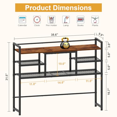 Snughome Desk Shelf, 38.6" Desktop Bookshelf, Desk Hutch Dorm, Countertop Storage Hutch with 5 Shelves for Computer Desk, Multipurpose Wood Desktop Display Organizer Rack for Home Office Dorm - size: 38.6"