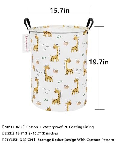 QUEENLALA Large Storage Basket,Laundry Hamper/Bathroom/Home Decor/Collapsible Round Storage Bin,Boys and Girls Hamper/Boxes/Clothing(Round-Yellow Giraffe) - color: Round-Yellow Giraffe