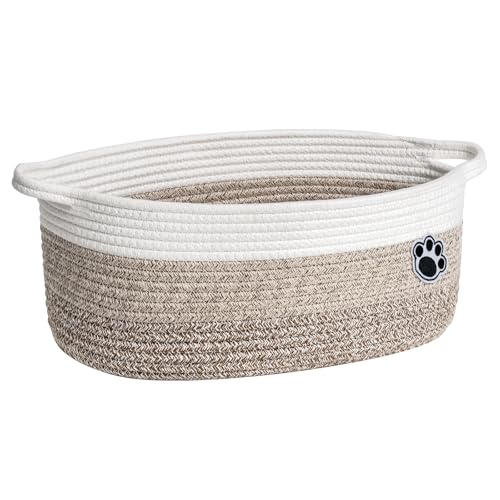 Dog Basket Gift Basket Empty, 13.6"x 10" x 6" Woven Storage Baskets for Organizing, Cotton Rope Baskets for Shelf, Dog Storage Bins with Handles, Mixed-Brown - color: Brown, size: 13.6"L x 10"W x 6"H