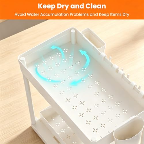Under The Sink Organizer, 2 Tier Sliding Under Kitchen Sink Organizer, Multi-Use Pull Out Cabinet Organizer for Countertop, Bathroom, Pantry & Office Organization (White(1 pack)) - color: White(1 pack)
